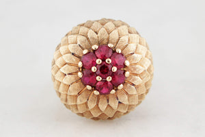 VINTAGE 1940s RUBY COCKTAIL RING 14ct GOLD