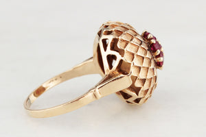 VINTAGE 1940s RUBY COCKTAIL RING 14ct GOLD