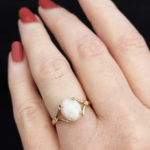 R&V CUSTOM SOLID OPAL RING 9ct YELLOW GOLD