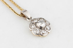 ANTIQUE DIAMOND DAISY PENDANT 18ct WHITE GOLD