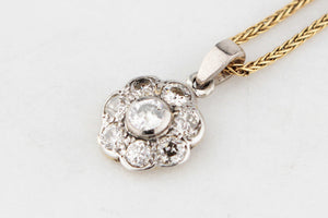 ANTIQUE DIAMOND DAISY PENDANT 18ct WHITE GOLD