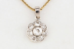 ANTIQUE DIAMOND DAISY PENDANT 18ct WHITE GOLD