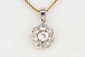 ANTIQUE DIAMOND DAISY PENDANT 18ct WHITE GOLD