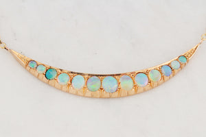 ANTIQUE EDWARDIAN OPAL CRESCENT MOON NECKLACE 15ct GOLD