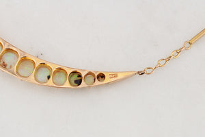 ANTIQUE EDWARDIAN OPAL CRESCENT MOON NECKLACE 15ct GOLD