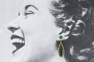 VINTAGE NEPHRITE JADE EARRINGS 14ct GOLD