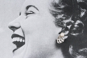 VINTAGE 1940s PEARL & 1.14ct DIAMOND EARRINGS 14ct GOLD