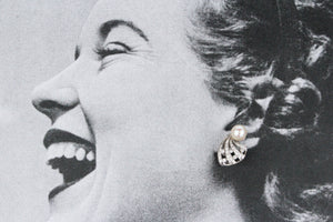VINTAGE 1940s PEARL & 1.14ct DIAMOND EARRINGS 14ct GOLD