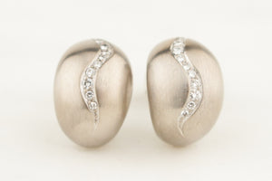 VINTAGE DOME DIAMOND EARRINGS 18ct WHITE GOLD