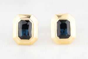 VINTAGE ESTATE 3.80ct SAPPHIRE STUD EARRINGS 18ct GOLD