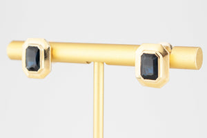 VINTAGE ESTATE 3.80ct SAPPHIRE STUD EARRINGS 18ct GOLD