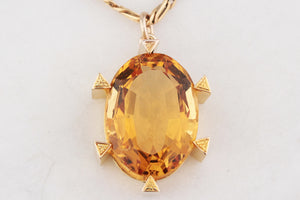ANTIQUE LATE VICTORIAN/EARLY EDWARDIAN CITRINE PENDANT 15ct GOLD