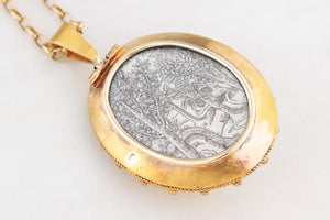 ANTIQUE VICTORIAN CELESTIAL SEED PEARL LOCKET 9ct GOLD