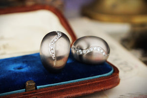 VINTAGE DOME DIAMOND EARRINGS 18ct WHITE GOLD