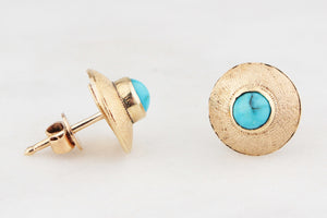 VINTAGE MID-CENTURY TURQUOISE EARRINGS 18ct GOLD
