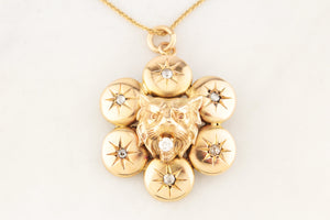 ANTIQUE VICTORIAN DIAMOND LION PENDANT/BROOCH 9ct GOLD