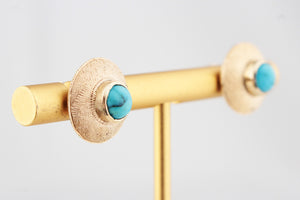VINTAGE MID-CENTURY TURQUOISE EARRINGS 18ct GOLD