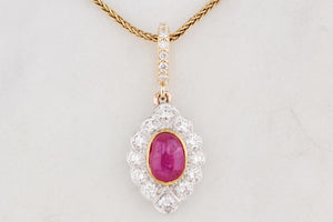 ART DECO RUBY & DIAMOND PENDANT 18ct GOLD