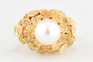 VINTAGE MID-CENTURY PEARL RING 18ct YELLOW GOLD