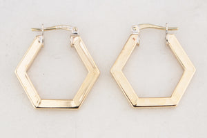 VINTAGE ITALIAN GEOMETRIC HOOP EARRINGS 9ct GOLD