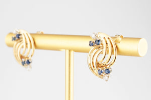 VINTAGE SAPPHIRE & DIAMOND EARRINGS 18ct GOLD