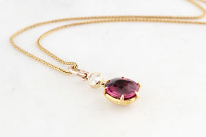 ANTIQUE c1900 TOURMALINE & OLD EUROPEAN CUT DIAMOND PENDANT 18ct GOLD
