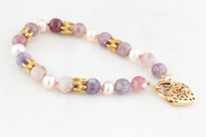 TOURMALINE & PEARL BRACELET 14ct GOLD