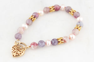 TOURMALINE & PEARL BRACELET 14ct GOLD