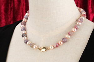 TOURMALINE & PEARL NECKLACE 9ct GOLD