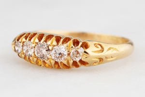 ANTIQUE LATE EDWARDIAN FIVE STONE DIAMOND RING 18ct GOLD