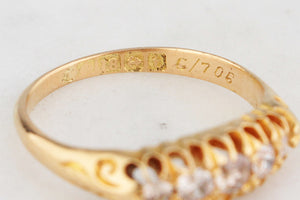 ANTIQUE LATE EDWARDIAN FIVE STONE DIAMOND RING 18ct GOLD