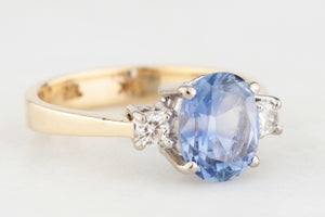 VINTAGE 1.80ct CEYLON SAPPHIRE & DIAMOND RING 18ct GOLD