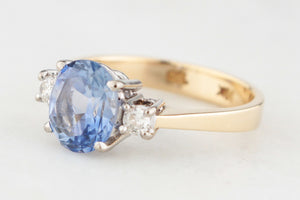 VINTAGE 1.80ct CEYLON SAPPHIRE & DIAMOND RING 18ct GOLD