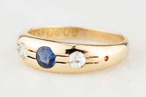 ANTIQUE SAPPHIRE & DIAMOND RING 18ct GOLD