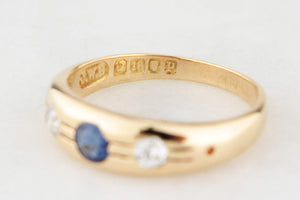 ANTIQUE SAPPHIRE & DIAMOND RING 18ct GOLD