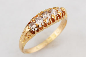ANTIQUE LATE EDWARDIAN FIVE STONE DIAMOND RING 18ct GOLD