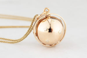 ANTIQUE EDWARDIAN SPINNING STAR GLOBE PENDANT 14ct GOLD