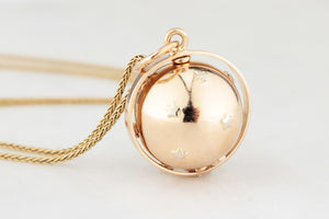 ANTIQUE EDWARDIAN SPINNING STAR GLOBE PENDANT 14ct GOLD