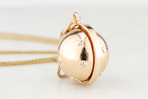 ANTIQUE EDWARDIAN SPINNING STAR GLOBE PENDANT 14ct GOLD