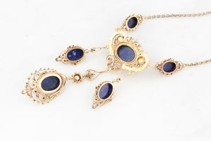 ANTIQUE LATE VICTORIAN LAPIS LAZULI NECKLACE 18ct GOLD