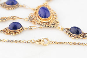 ANTIQUE LATE VICTORIAN LAPIS LAZULI NECKLACE 18ct GOLD
