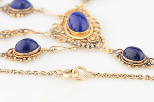 ANTIQUE LATE VICTORIAN LAPIS LAZULI NECKLACE 18ct GOLD
