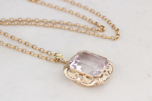 ANTIQUE c1900 ARTS & CRAFTS 19.30ct AMETHYST PENDANT 9ct GOLD