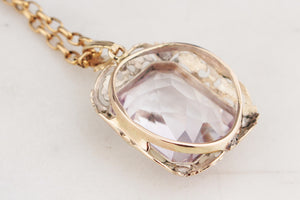 ANTIQUE c1900 ARTS & CRAFTS 19.30ct AMETHYST PENDANT 9ct GOLD
