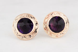 ANTIQUE AUSTRALIAN AMETHYST EARRINGS 9ct GOLD