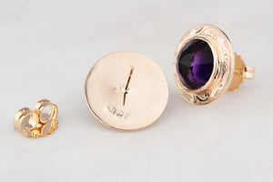 ANTIQUE AUSTRALIAN AMETHYST EARRINGS 9ct GOLD