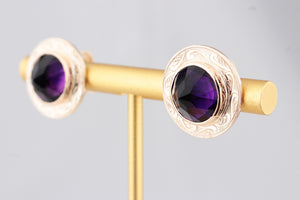 ANTIQUE AUSTRALIAN AMETHYST EARRINGS 9ct GOLD