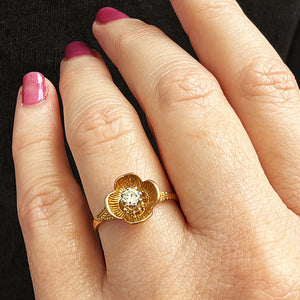 VINTAGE 1965 DIAMOND BUTTERCUP RING 18ct GOLD