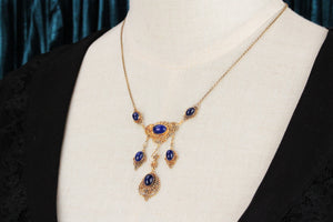 ANTIQUE LATE VICTORIAN LAPIS LAZULI NECKLACE 18ct GOLD