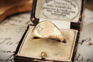 BESPOKE DIAMOND FLORAL SIGNET RING 9CT GOLD